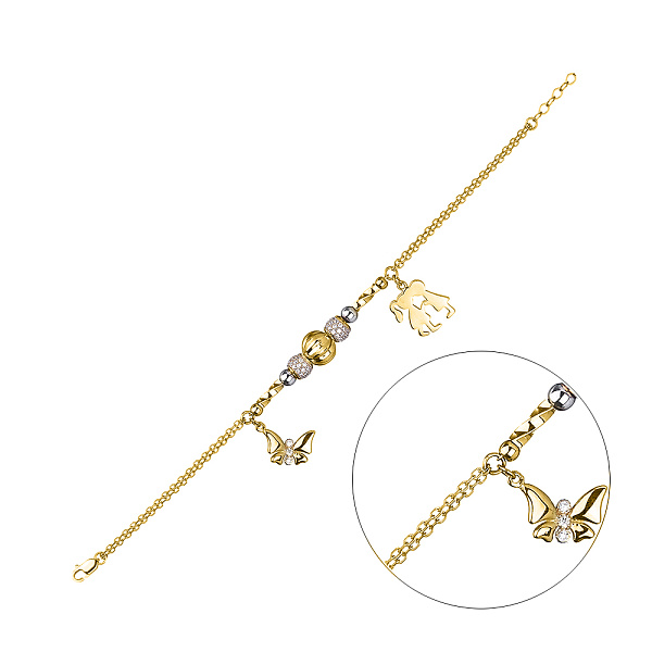 Золотий браслет з підвісками і фіанітами (арт. 323355жП2) – зображення 1