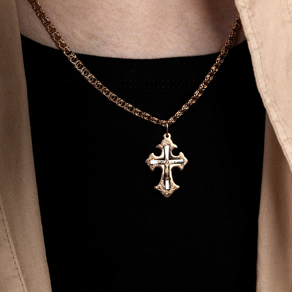 Золотой нательный крестик с распятием (арт. 501610р) – изображение 3
