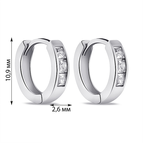 Серебряные серьги-кольца с фианитами (арт. 7502/9504) – изображение 2