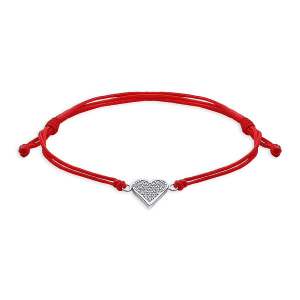 Браслет на красной нити с серебряной вставкой (арт. 7309/4732к) – изображение 1