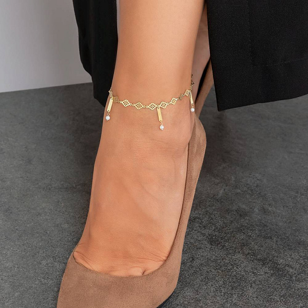 Золотой браслет на ногу Francelli с жемчугом (арт. 3261049жпрлбн) – изображение 2