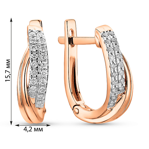 Сережки из красного золота с бриллиантами (арт. С011072015) – изображение 2