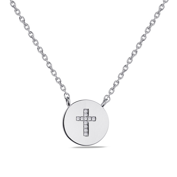 Серебряное колье "Крестик" с фианитами (арт. 7507/1553) – изображение 1