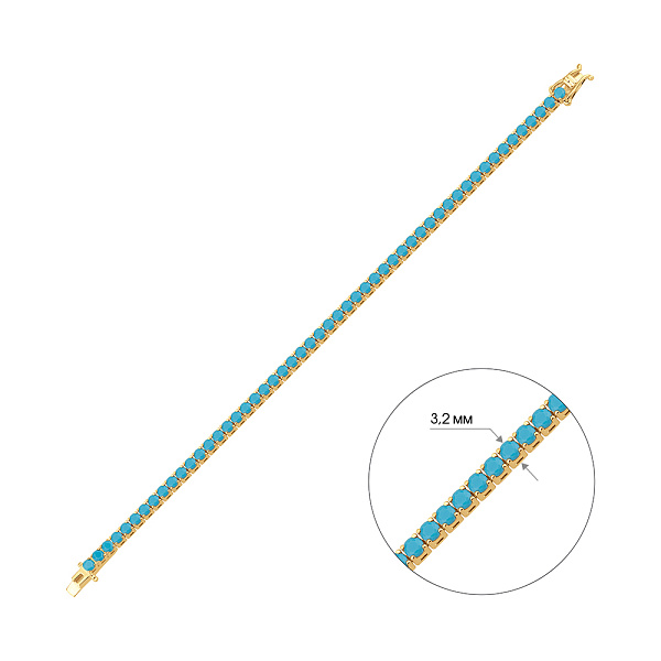 Серебряный браслет с бирюзой и желтым родированием (арт. 7509/4834жБ) – изображение 2