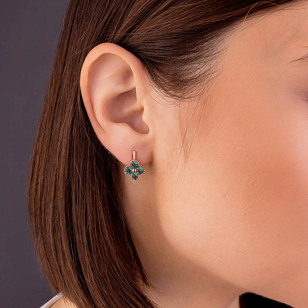 Золоті сережки з кварцом (арт. 111246Пз) – зображення 2