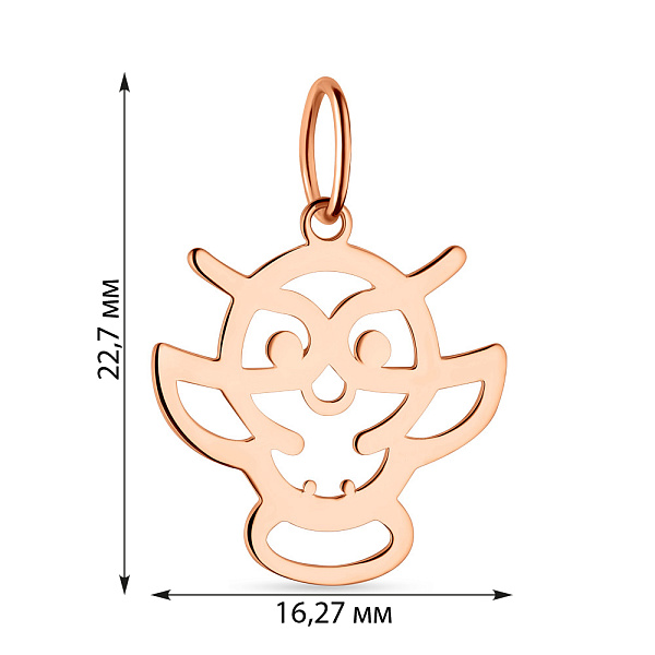 Золотой подвес "Сова" без камней (арт. 424535) – изображение 4