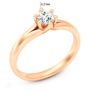 Фото Каблучка з червоного золота з діамантом (арт. К01116404036)