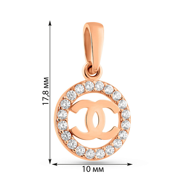 Кулон з червоного золота з фіанітами (арт. 422092) – зображення 2
