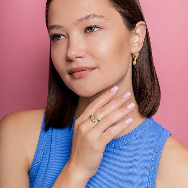 Сережки з жовтого золота з фіанітами (арт. 1091460ж) – зображення 3