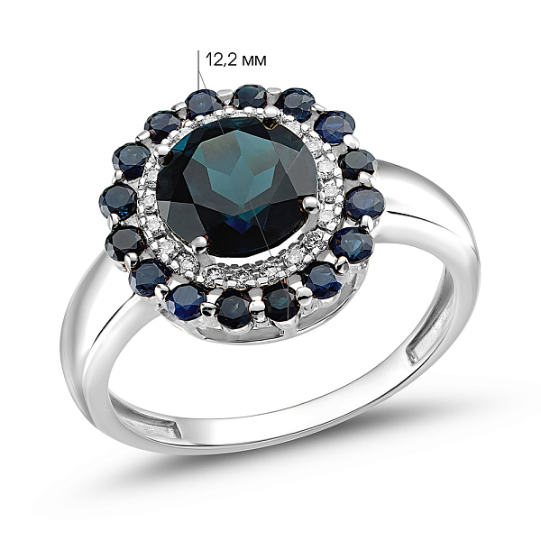 Кольцо золотое с бриллиантами и драгоценными камнями (арт. К011143Пблс) – изображение 2