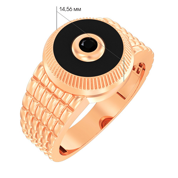 Золотий перстень з фіанітом і емаллю (арт. 170074ч) – зображення 3