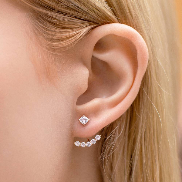 Золоті пусети-джекети з фіанітами (арт. 110667) – зображення 2