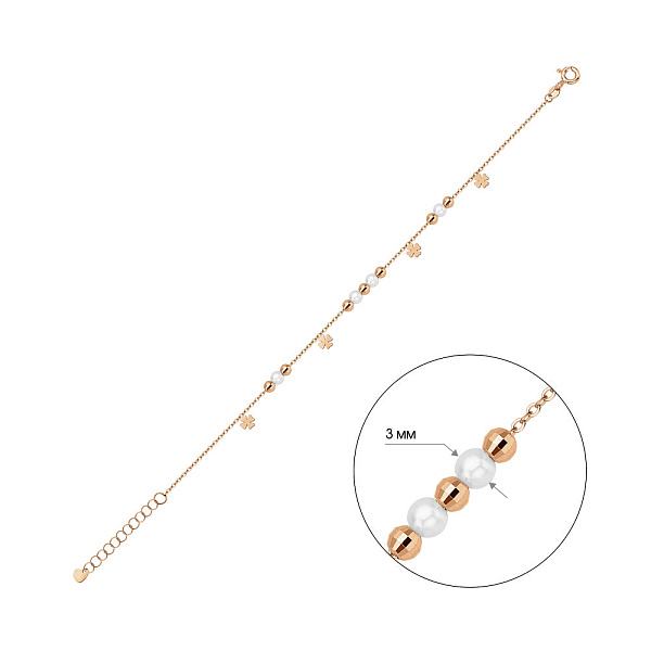 Золотой браслет с подвесками и жемчугом (арт. 326218прлб) – изображение 5
