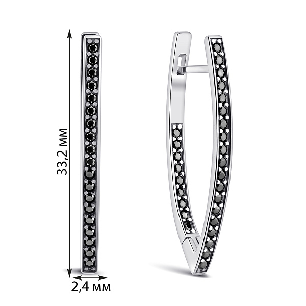 Сережки срібні з чорними фіанітами (арт. 7502/920Сч) – зображення 2