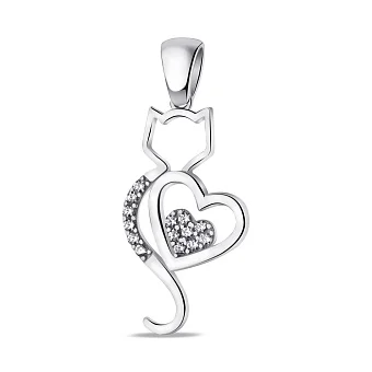 Срібний підвіс Котик (арт. 7503/4206)