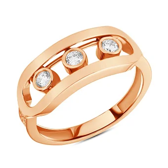 Каблучка з червоного золота з фіанітами (арт. 155508)