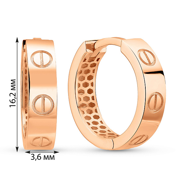 Сережки-кільця з червоного золота (арт. 109222/15) – зображення 4