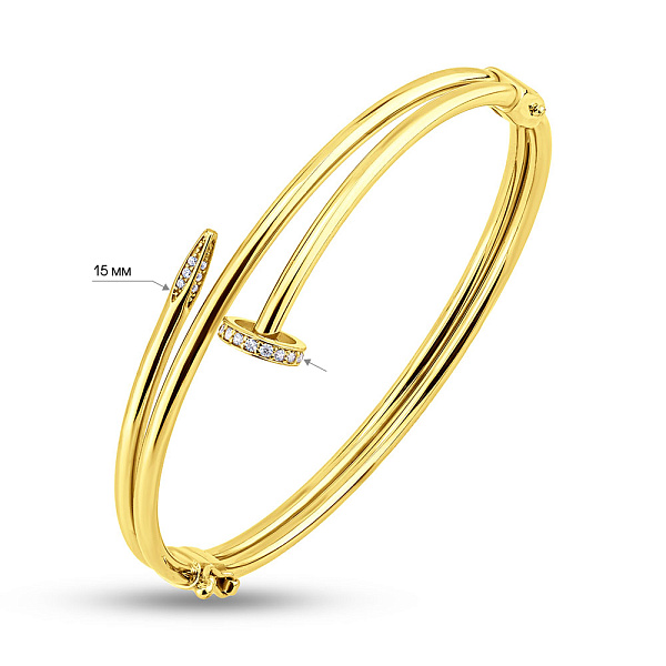 Браслет Гвоздь из желтого золота с фианитами (арт. 326877ж) – изображение 3