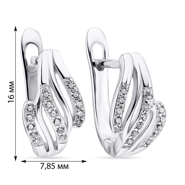 Серьги с фианитами из серебра (арт. 7502/3612) – изображение 2