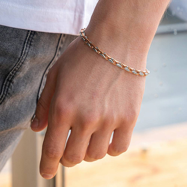 Браслет з червоного і білого золота плетіння Якірне фантазійне (арт. ц305301Д) – зображення 2