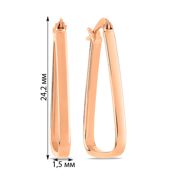 Серьги из красного золота без камней (арт. 1091156/25) – изображение 3