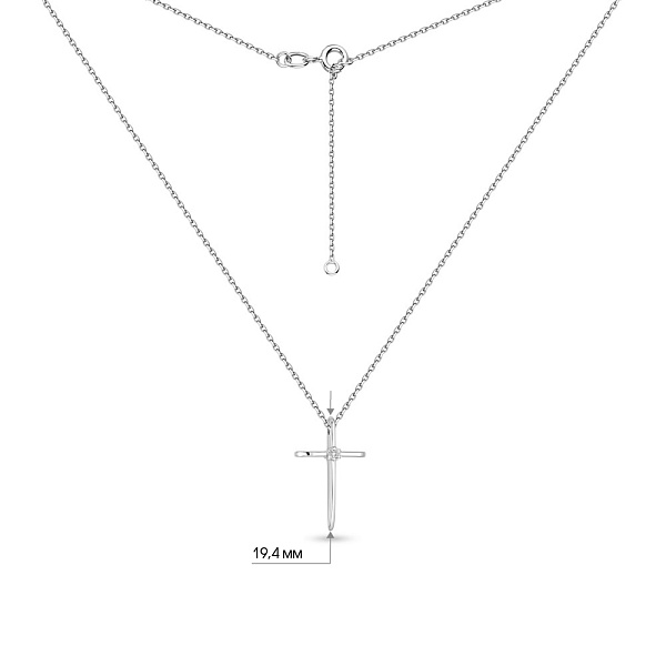 Колье из белого золота с крестиком и с бриллиантами (арт. Ц011377б) – изображение 4