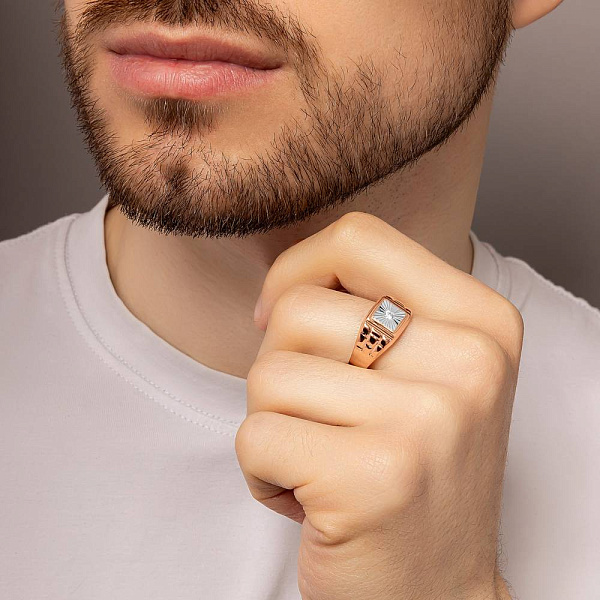 Золота печатка з фіанітом (арт. 180572кб) – зображення 2