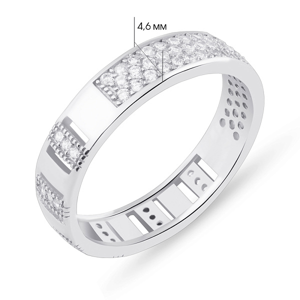 Срібна двостороння каблучка з фіанітами (арт. 7501/КК2Ф/2056-18,5) – зображення 2