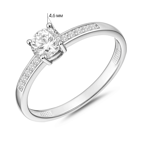 Кольцо из белого золота с фианитами (арт. 141264б) – изображение 2