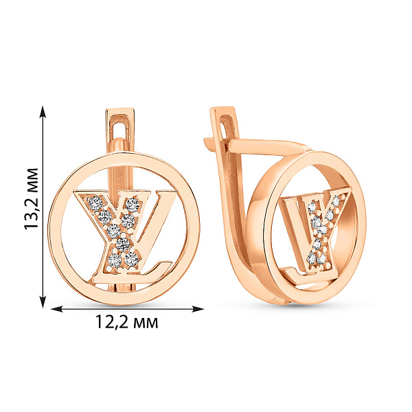 Золоті сережки з фіанітами (арт. 106905) – зображення 2