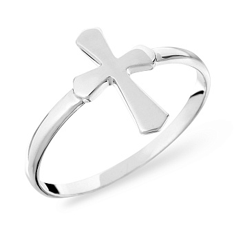 Фото Каблучка з хрестиком з білого золота (арт. 140712б)