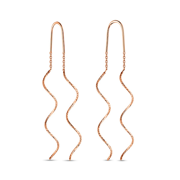 Серьги-протяжки из красного золота с алмазной гранью (арт. 110966а) – изображение 1