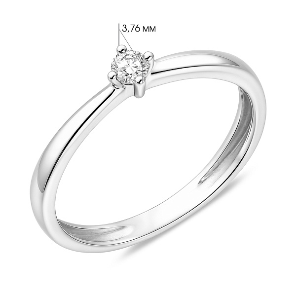 Каблучка для заручин з білого золота з діамантом (арт. К011091010б) – зображення 3