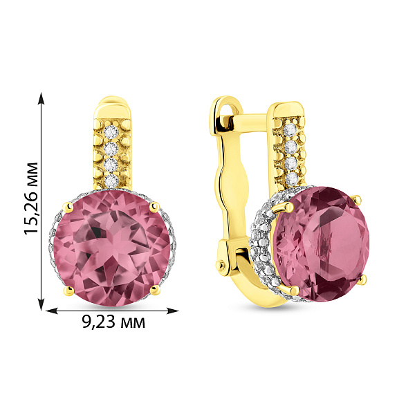 Серьги из желтого золота с кварцем и фианитами (арт. 111100ПжрГ) – изображение 3