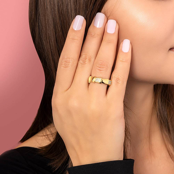 Кольцо Змея из желтого золота с фианитами (арт. 156552ж) – изображение 3