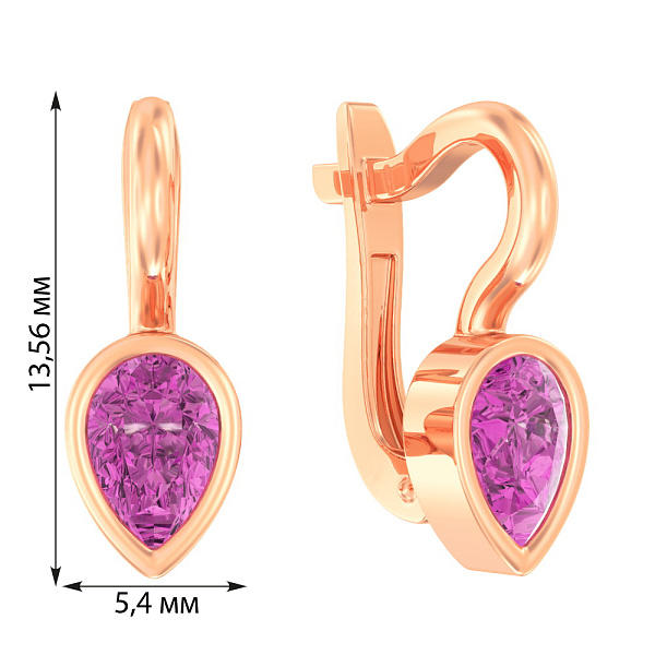 Детские золотые серьги с фиолетовым фианитом (арт. 110499ф) – изображение 2