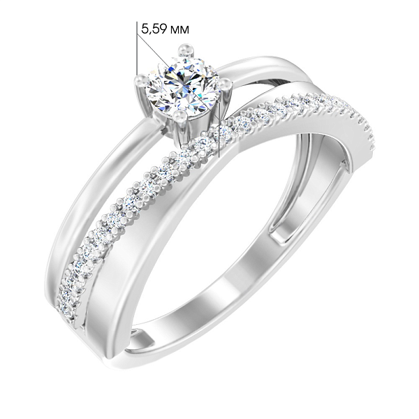 Кольцо Синергия из белого золота с фианитами (арт. 141101б) – изображение 4