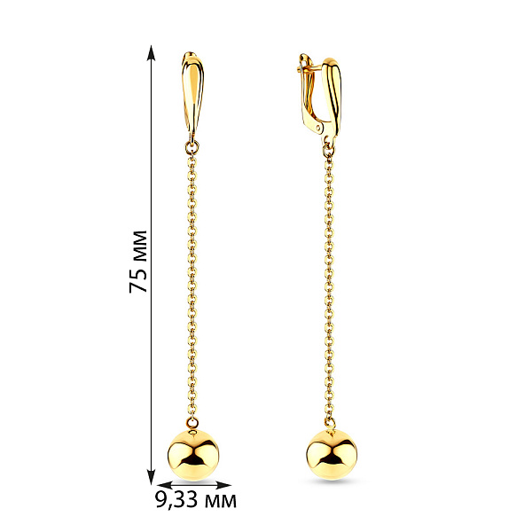 Золоті сережки з підвісками (арт. 106989ж) – зображення 2