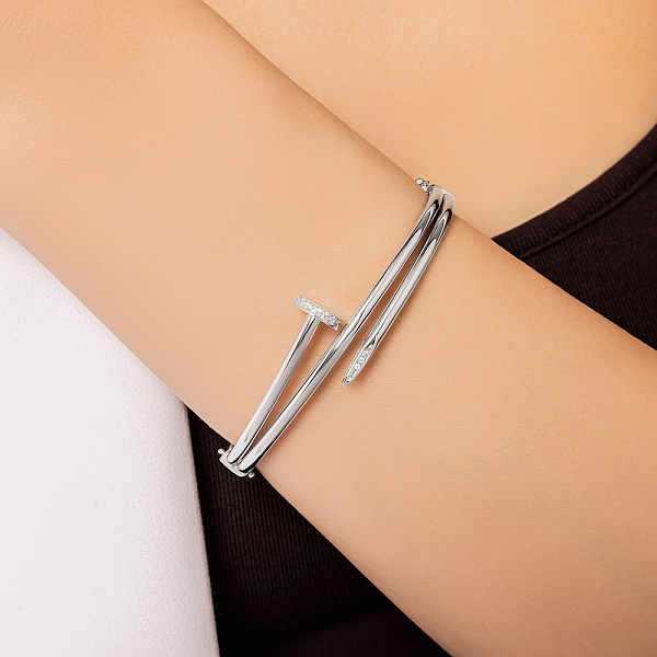 Браслет Гвоздь из белого золота с фианитами (арт. 326877б) – изображение 2