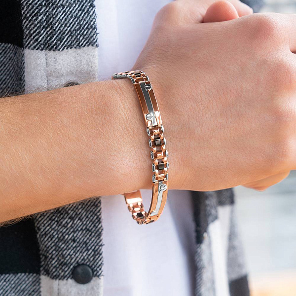 Мужской браслет из красного и белого золота с ониксом (арт. 325620кбо) – изображение 2