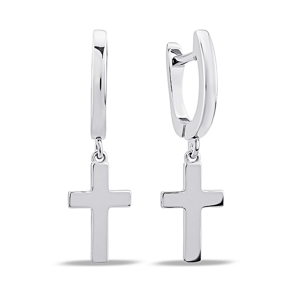 Срібні сережки Хрестик без каменів (арт. 7502/9710) – зображення 1