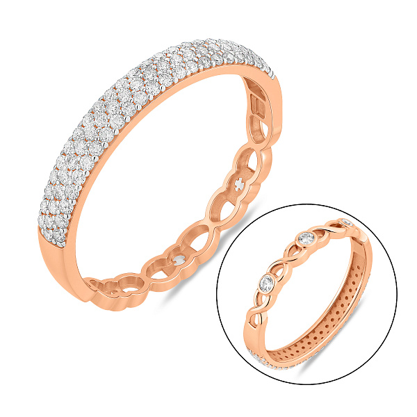 Золотое двухстороннее кольцо Бесконечность с фианитами (арт. 141165) – изображение 1