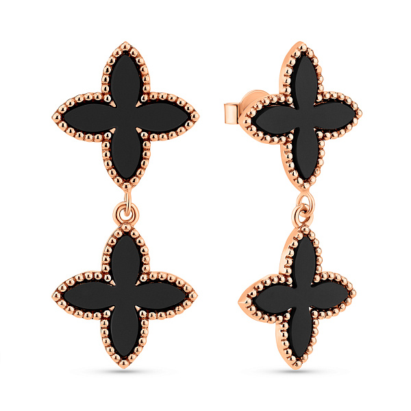 Сережки з червоного золота з оніксом (арт. 1091542/15о) – зображення 1