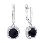 Фото Срібні сережки з сапфіром і фіанітами (арт. 7502/2119999Спс)