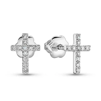 Золотые серьги с крестиками с бриллиантами (арт. С341330010б)