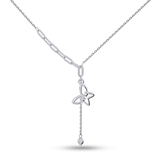 Серебряное колье Бабочка без камней (арт. 7507/2227)