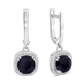 Серебряные серьги с сапфиром и фианитами (арт. 7502/2119999Спс)