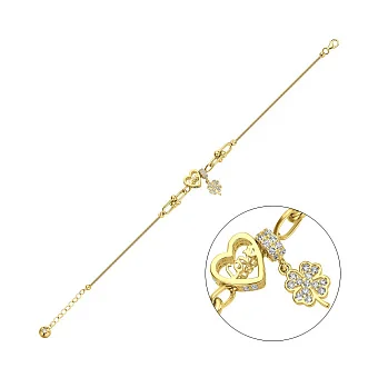 Браслет з жовтого золота с подвесками (арт. 326082жП1)