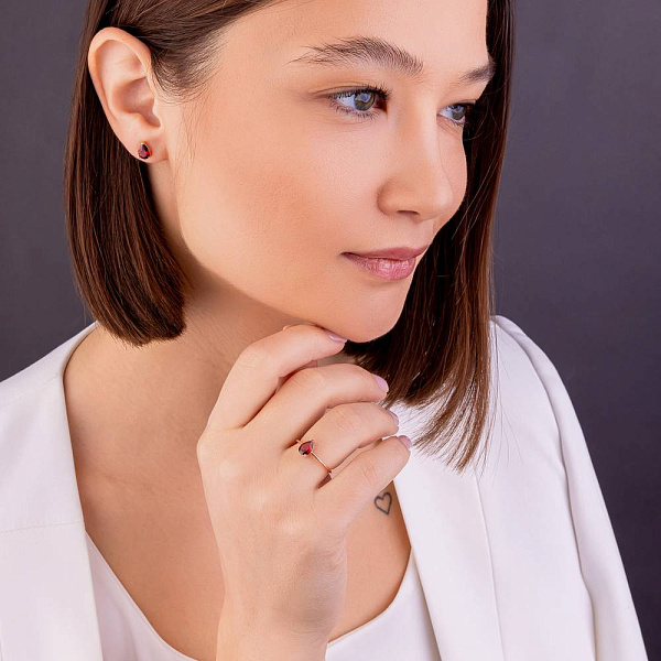 Золота каблучка з гранатом (арт. 141230Пк) – зображення 3