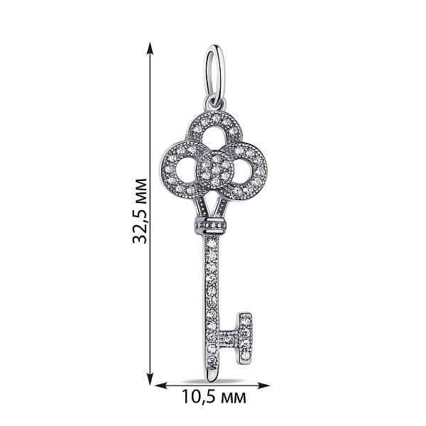 Срібний кулон Ключ з фіанітами (арт. 7503/П2Ф/177) – зображення 2